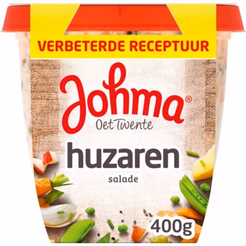 Huzarensalade van Johma zit met ‘verbeterde receptuur’ in een kleiner bakje. Is dit een geval van krimpflatie?