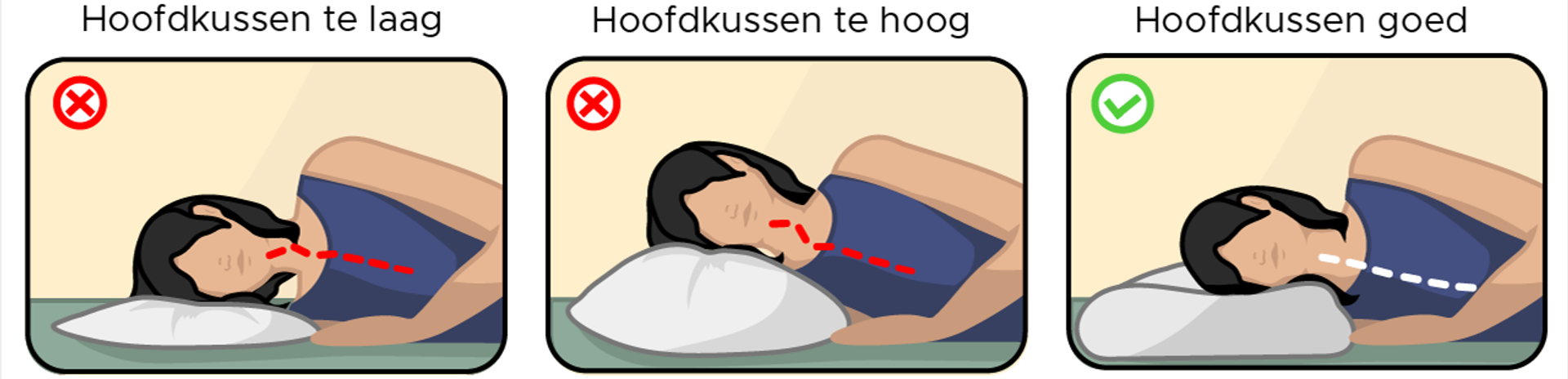 zijslaper hoofdkussen fout en goed