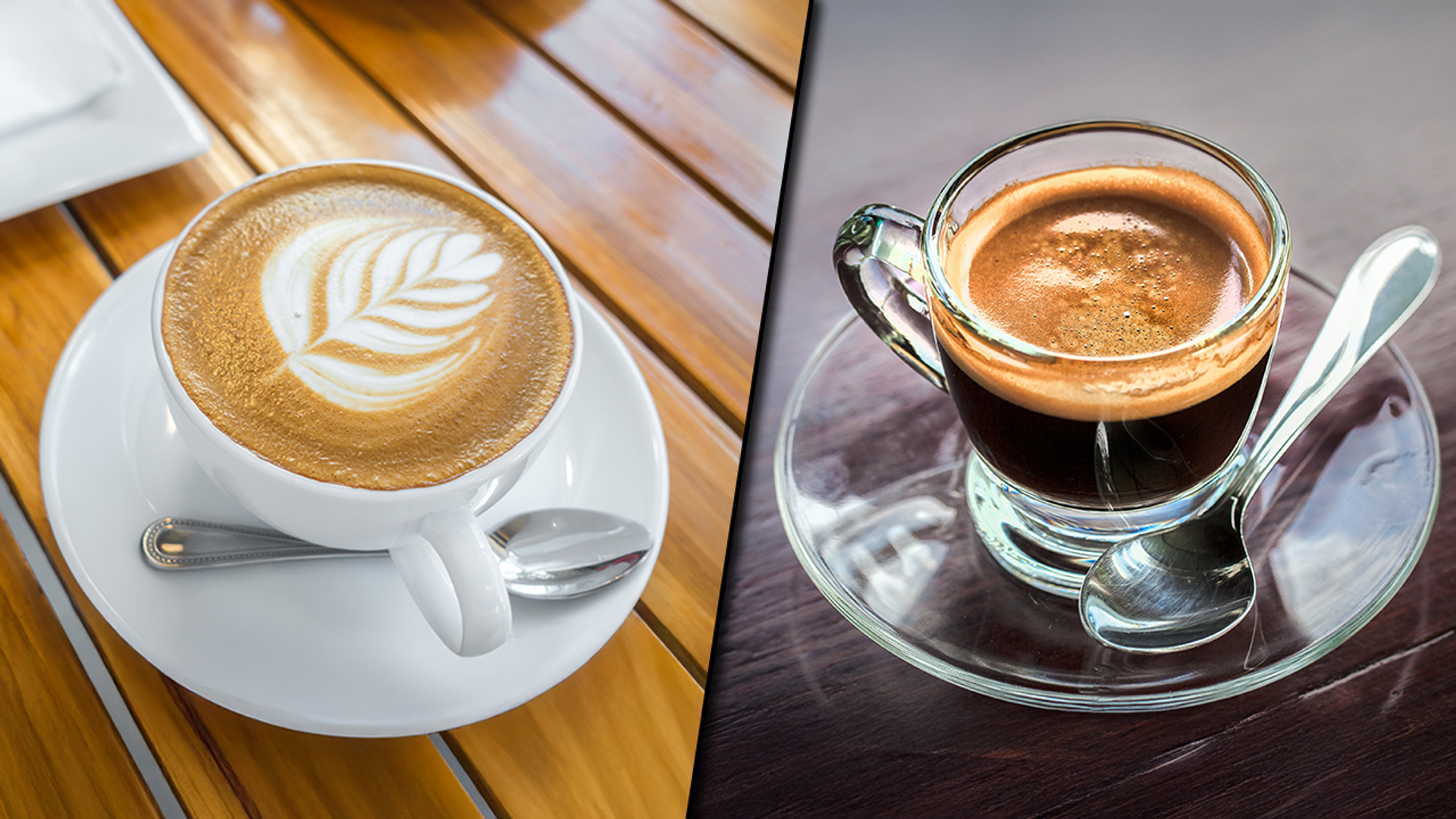 Afbeelding van Latte macchiato, espresso of een cappuccino? Verschillende soorten koffie op een rij