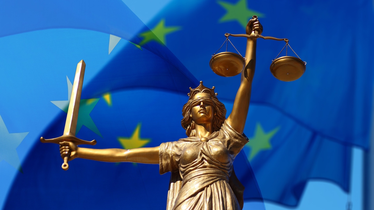 Recht vrouwe justitia europa groot plaatje