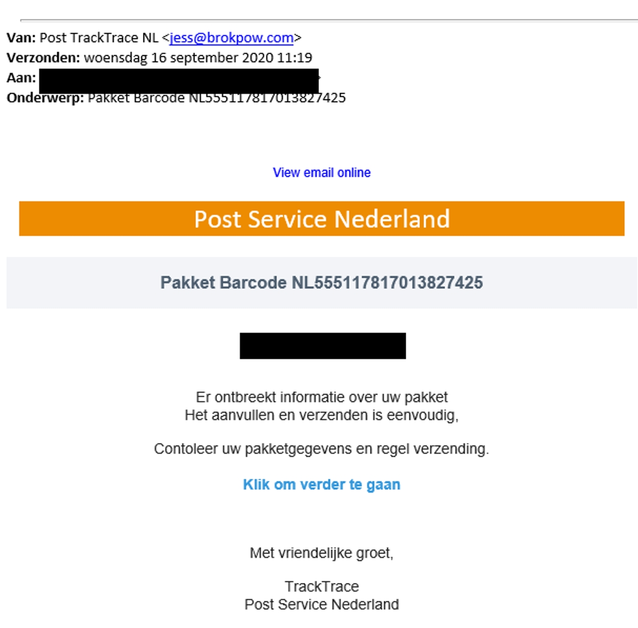 post service nederland phishing