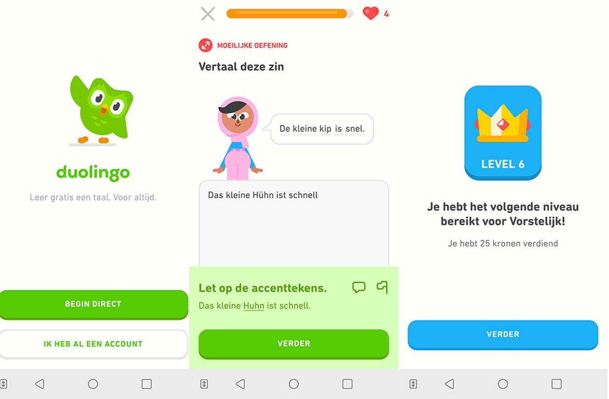 Duolingo taalapps screenshots