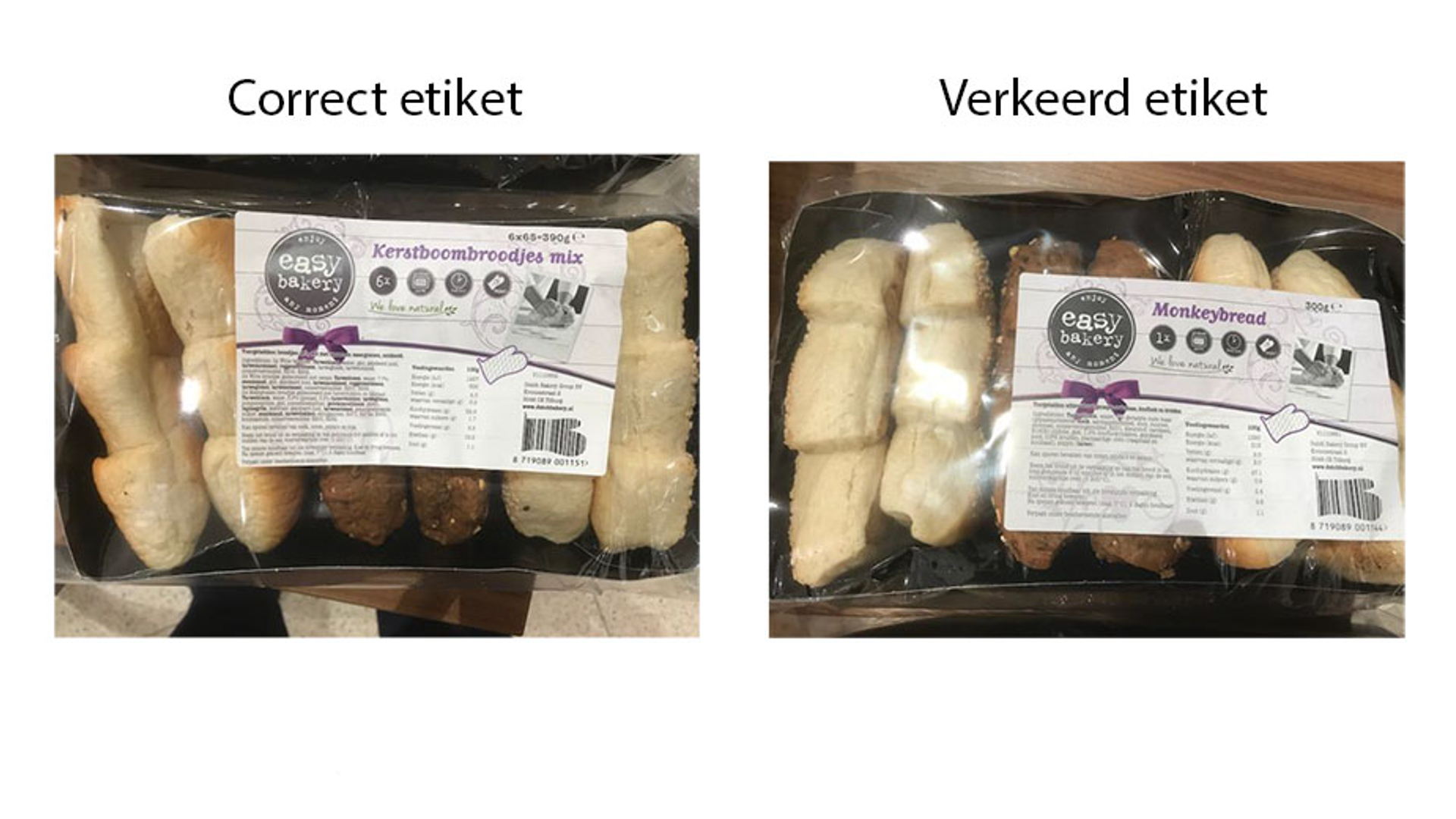 waarschuwing easy bakery kerstboombroodjes