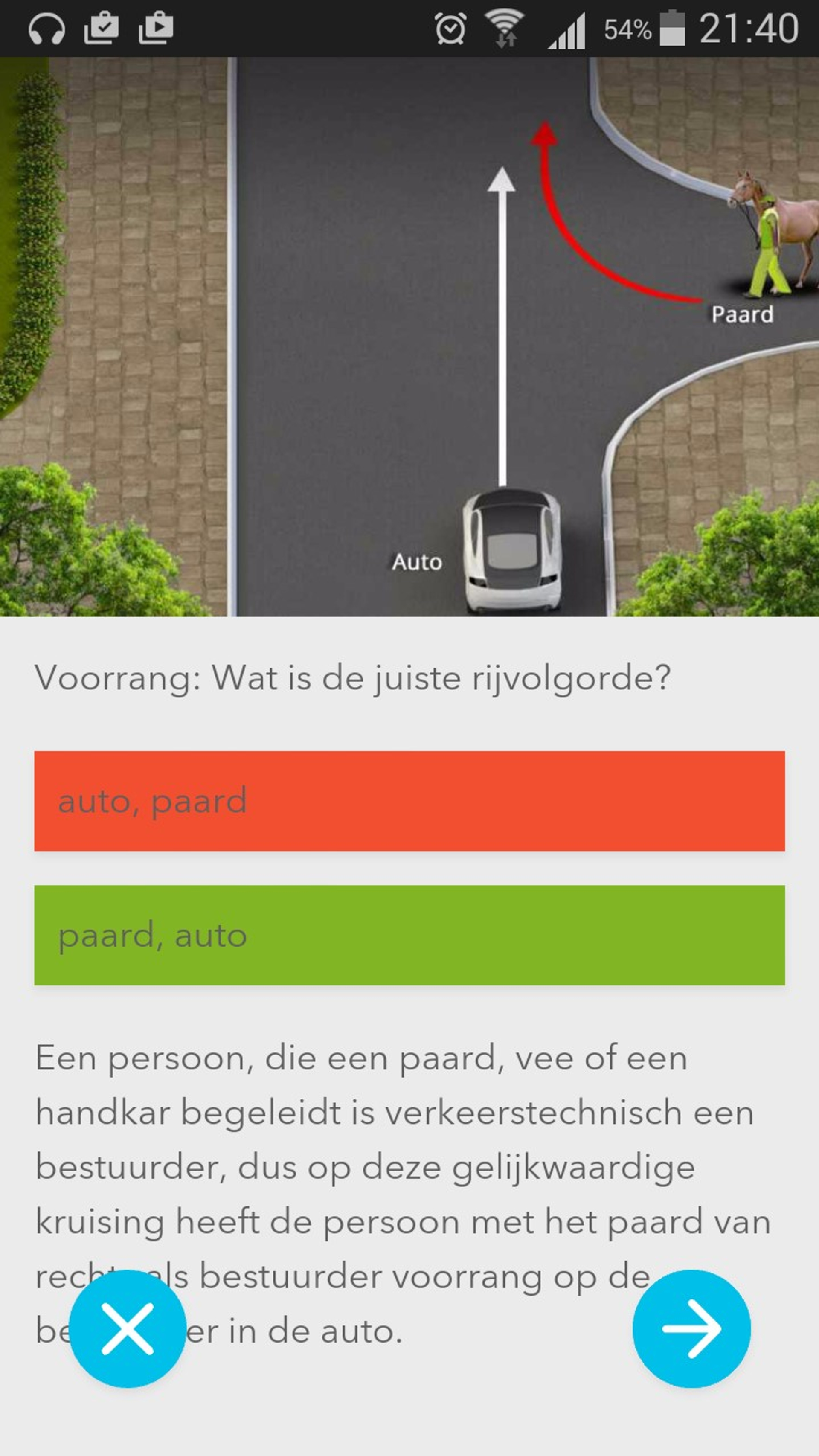 rijbewijstrainer app goed fout