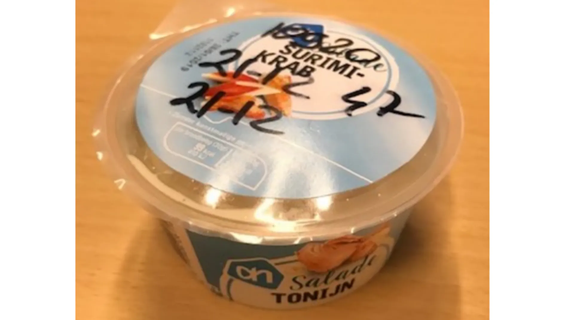 Veiligheidswaarschuwing: AH Surimi krab salade 60 gram van het Albert