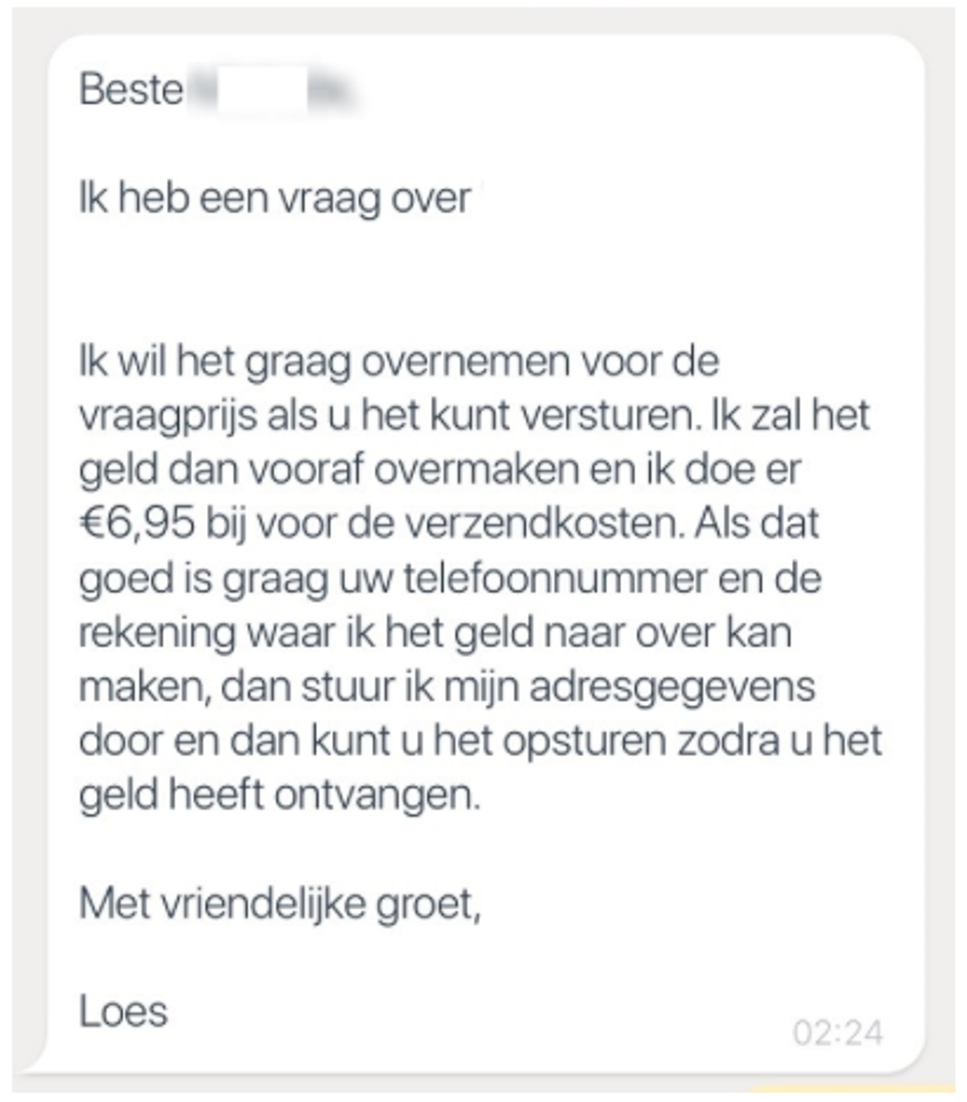 Marktplaats phishing bericht