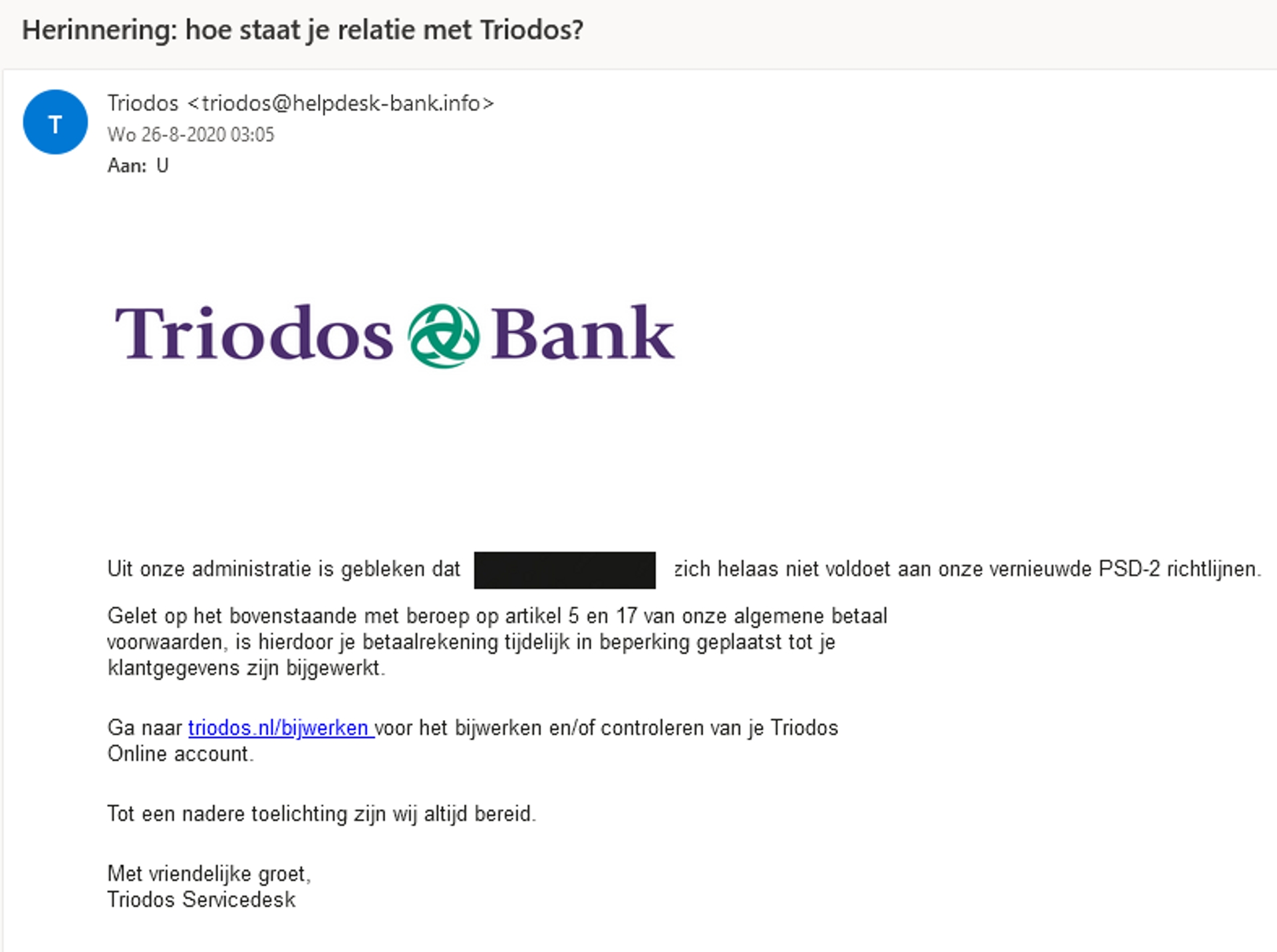 triodos phishingmail