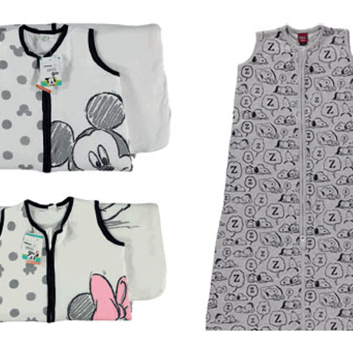 Veiligheidswaarschuwing voor kinderslaapzak Mickey en Minnie Mouse en Snoopy van Zeeman