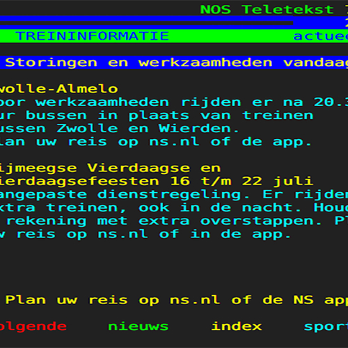 NS stopt met reisinfo op NOS Teletekst