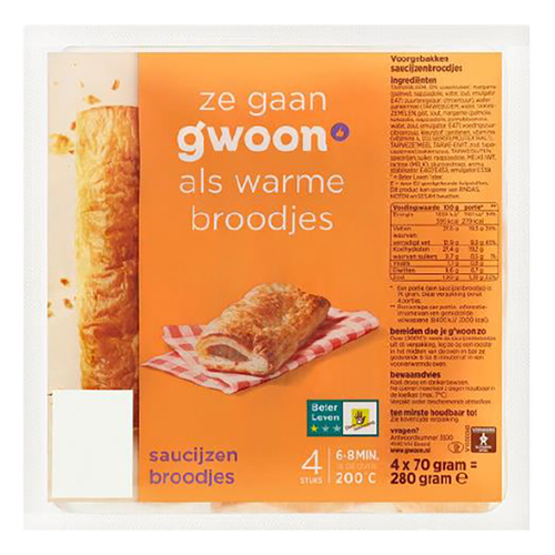 G'woon saucijzenbroodjes teruggeroepen om verpakkingsfout