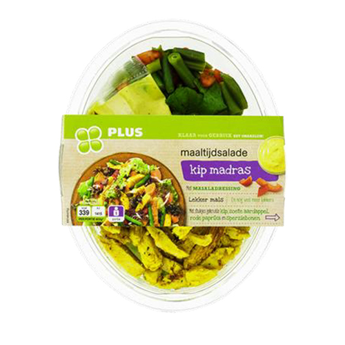 Veiligheidswaarschuwing: onder andere sesam en gluten in PLUS kip-madras maaltijdsalade