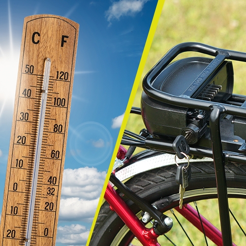 Parkeer je elektrische fiets niet in de volle zon, adviseert de ANWB