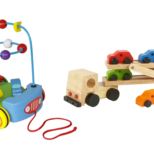 Primi Passi roept cartransporter, car set en vehicles carousel terug