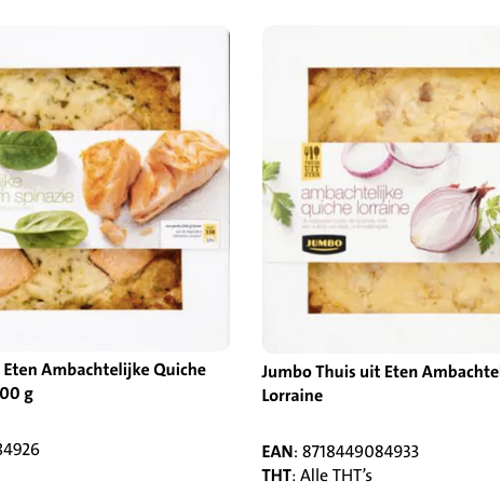 Terugroepactie: Jumbo quiches