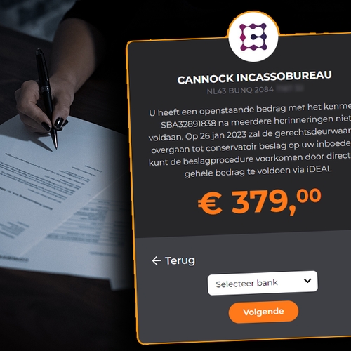Oplichters sturen valse sms namens Cannock Incassobureau: "Betalen"